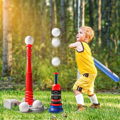 Yousheng T Ball Set with Automatic Pitching Machine Adjustable Batting Tee 6 Baseballs Motor Skill Development Toy for Toddlers Kids Boys Girls Ages