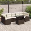 VidaXL 8-Piece Garden Sofa Set with Brown Cushions Poly Rattan 3348594