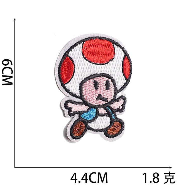 New Cartoon Mario Embroidery Cloth Sticker Anime Embroidery Label Game Character Computer Embroidery Chapter Boy Bag Patch Sticker
