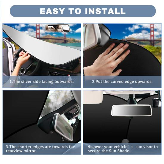 2Pcs Car Windshield Sunshade UV Rays Sun Protection Heat Blocking Foldable Universal SUV Truck Automotive Front Window Sun Visor Protector Cover
