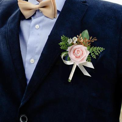 Hochzeit Boutonniere Blume Brosche Mode handgemachte Corsage Brautjungfer Rose Bräutigam