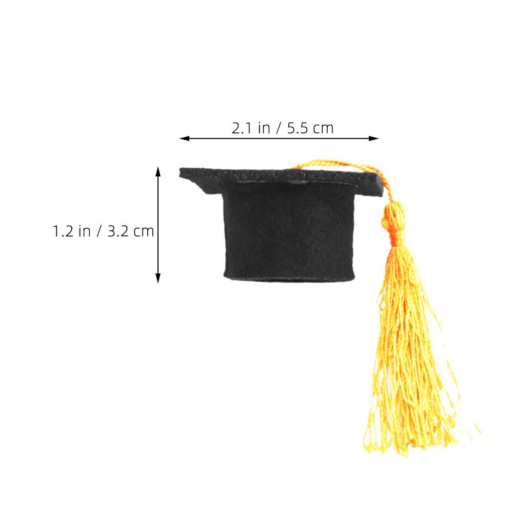 24Pcs Mini Graduation Hats with Tassel Red Felt DIY Cupcake Toppers for Class of 2025 Party Favors Bottle Top Decor Wine