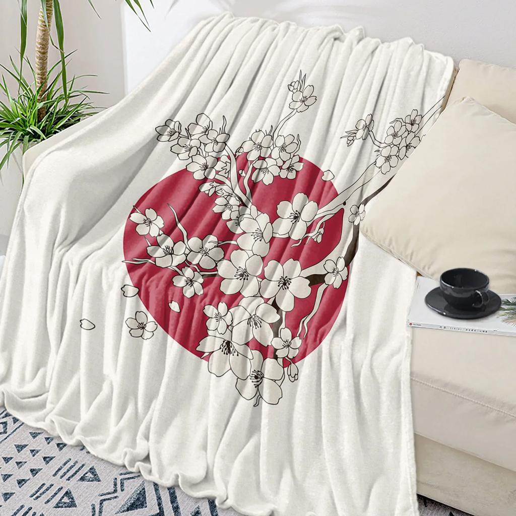 Kirschblütenrosa Blume Weiße Überwurfdecke Warmes Mikrofaser-Flanell Schlafzimmerdekoration Decken für Betten Heimtextilien