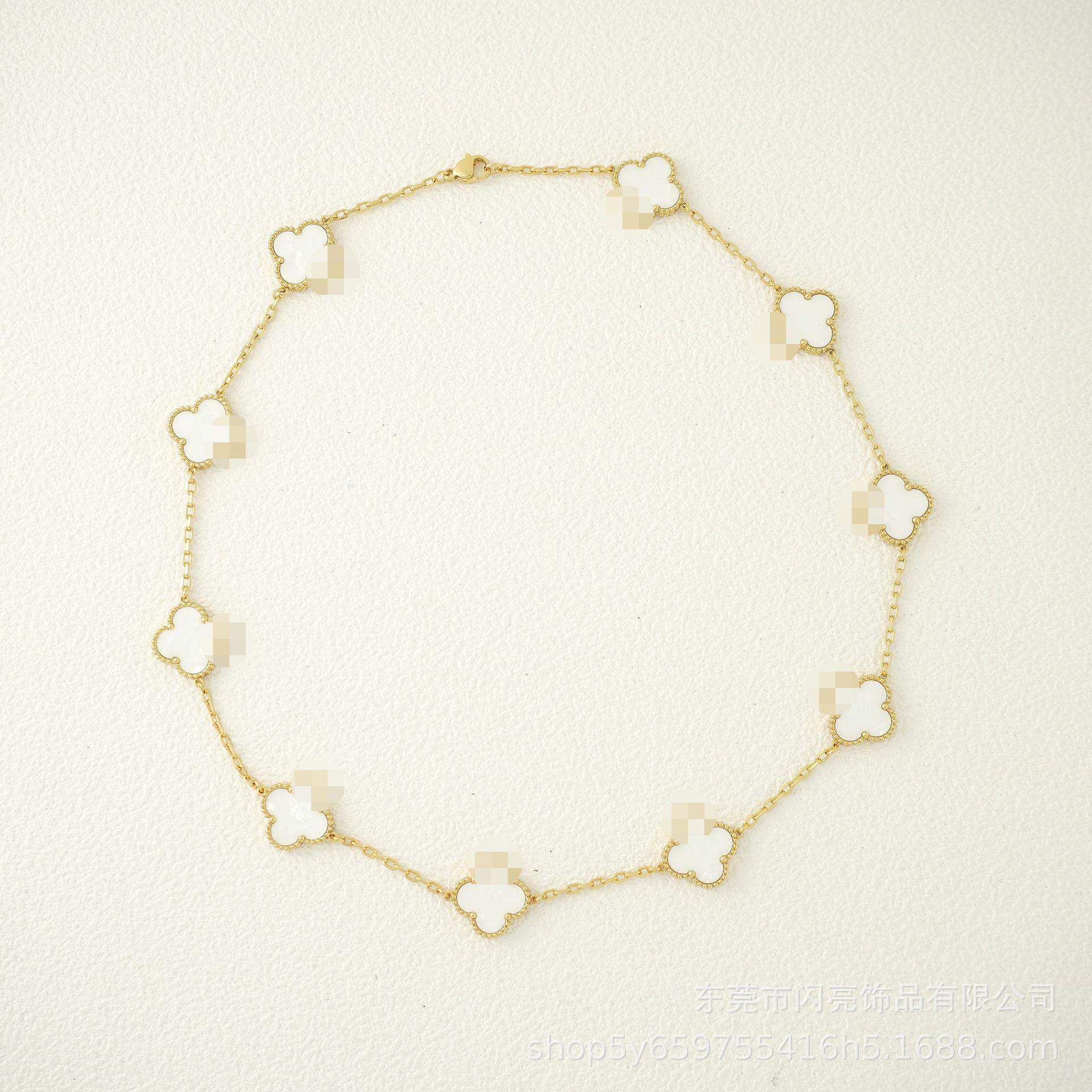 

Роскошная Высокая Версия Не выцветающее Ожерелье Четырехлистный Клевер Высокая Ценность Модное Двустороннее Четырехлистное Цветочное Благородное Женское Длинное 10 Цветочное Ожерелье-цепочка для ключиц 13mm