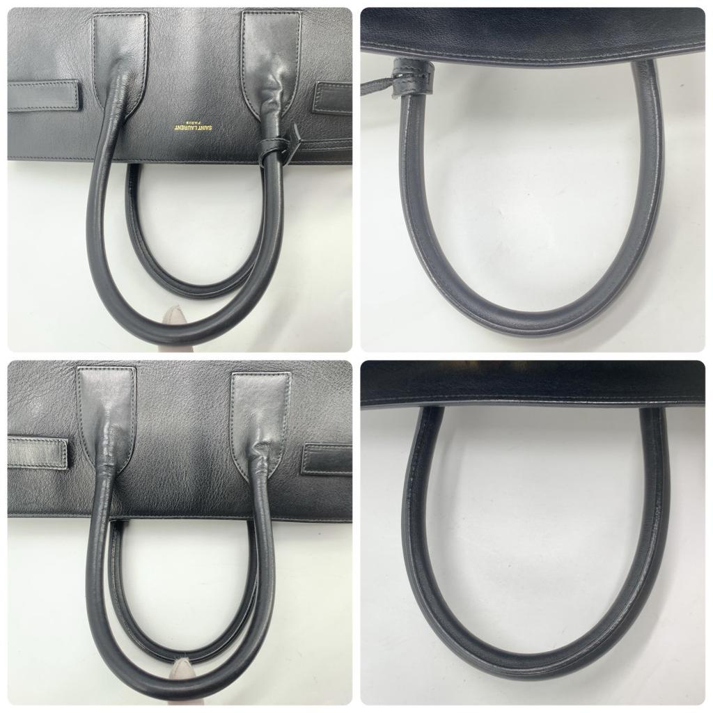 SAINT LAURENT PARIS YSL 2way Sac de Jour Shoulder Bag Tote Handbag Leather Black