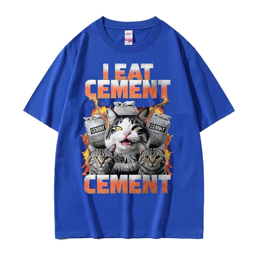 I Eat CeUnisext Cursed Cat Funny Meme Tee Shirt Unisex Women Vintage Gothic Oversized Tshirts Casual Cotton Short Sleeve T Shirt Tops