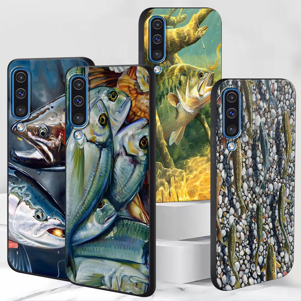 Trout Fish Fishing Case for Samsung Galaxy A03 A04s A20 A30 A20e A70 A70s A50 A40 A30s A50s A20s A10s A10 TPU Black Phone Cover