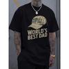 European Sizes Men'S Black T-Shirt with World'S Best Dad Print and Hat Graphic - Perfect Gift for Father'S Day