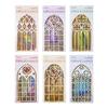 10pcs Vintage Stained Glass PET Stickers, Gothic Window Journal Decorations, Retro Scrapbooking Supplies