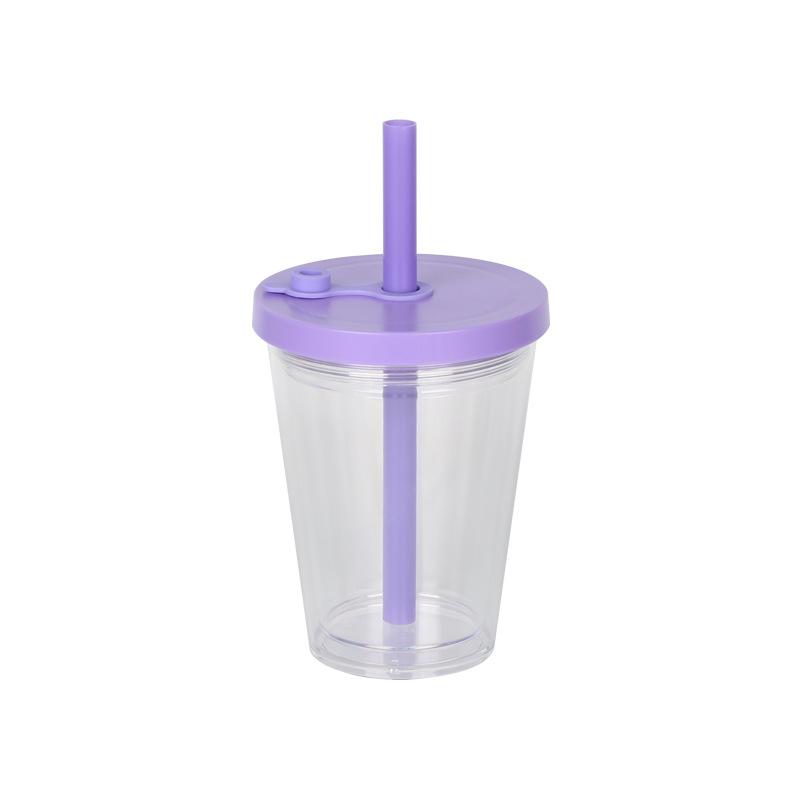 360ml Kreativer Dicker Strohhalm Bubble Tea Becher DIY Silikonstöpsel Doppellagig Kunststoffummantelt Rund Amerikanischer Stil Kaffeebecher