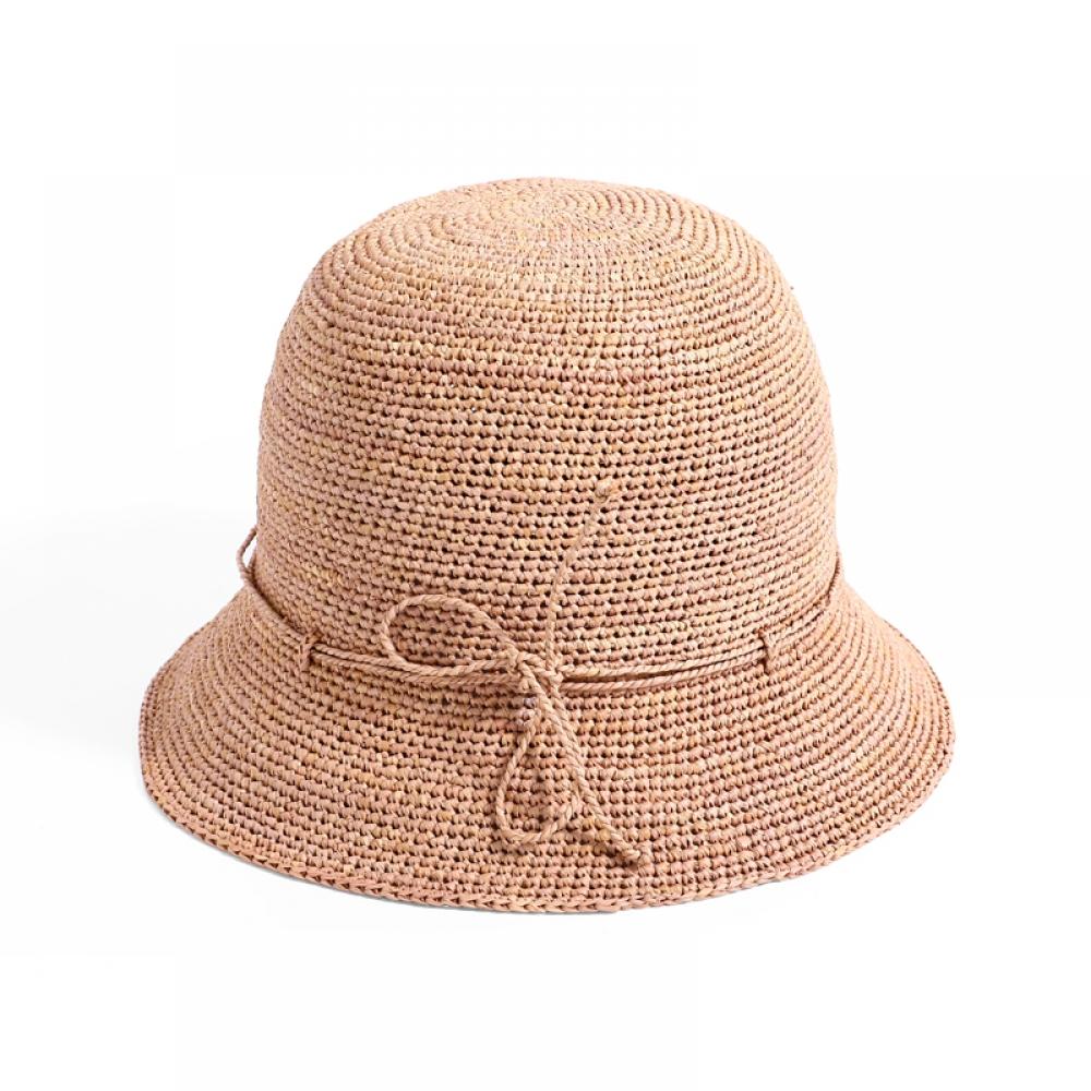 Helen Kaminski Hat50136 Nu Villa 6 Nougat Metal Logo Cloche Bucket Hat