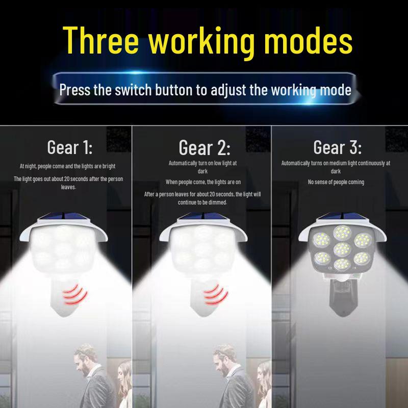 Solar Security Light Strip with Camera: Outdoor Human Induction Super Bright Street Light for Home Courtyard