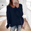 Women's Sweater Casual Long Sleeve V Neck Solid Loose Chunky Knit Pullover Tops