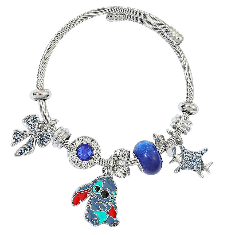 Braccialetto Cartoon Stitch con Ciondolo in Lega e Diamante Gioiello per Regalo Souvenir di Viaggio