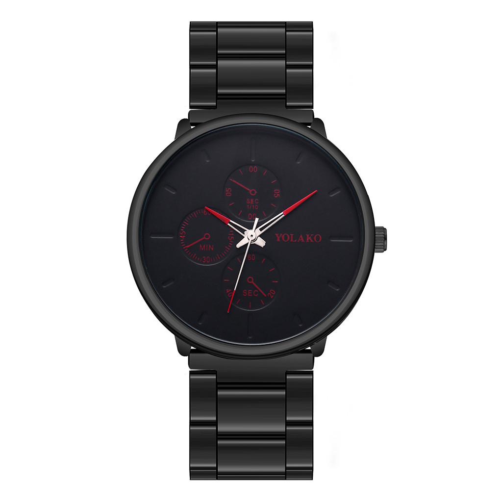 Men Wristwatch with Alloy Mesh Strap Military Quartz Watch Three-Eyed Simple Wristwatch Casual Men Wristwatch