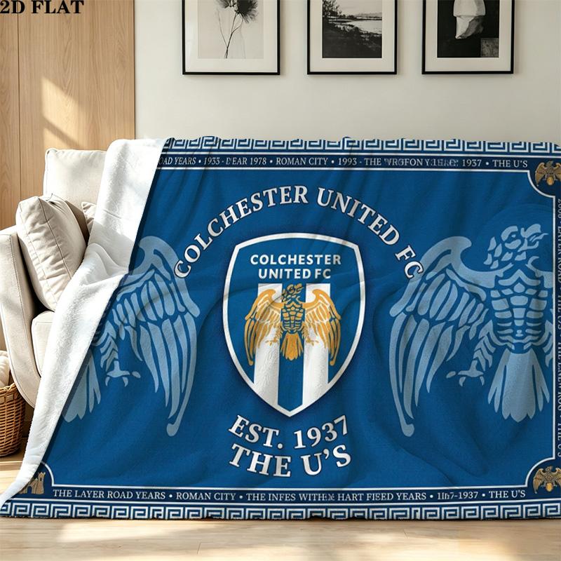 Colchester Utd FC Print Flannel Blanket High Quality Warm Comfortable Cover for All Seasons Perfect for Gifts Home Decor
