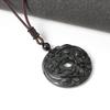 Obsidian Dragon Double Pixiu Peace Pendant Necklace for Men and Women