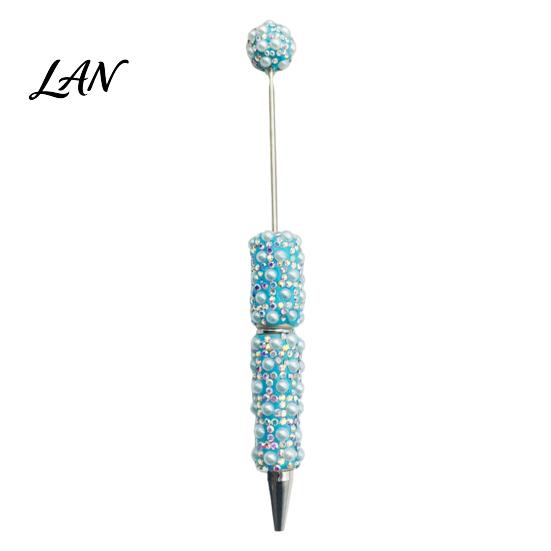 Customizable Beadable Pen DIY Pen, Rhinestone Faux Pearl Ballpoint Fancy Glitter Decorated for Crafting, Student Stationery Office Writing Tools