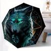 1 Stück Verzauberter Wolf Automatisches Öffnungs- und Schließschirm - Leichtes 3-fach Design, Geeignet für Fans, Reisen, Täglichen Gebrauch, Interessante Form, C