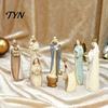 Traditional Holiday Table Centerpiece 8 Pcs Resin Nativity Figurines Set, Christian Scene Figures, Christmas Manger Set Religious Tabletop