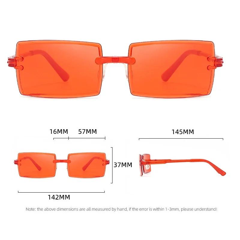 Ultralight Vintage Sunglasses for Women Men Square Rimless Outdoor Sunshades Gradient Candy Color Travel Sun Glasses for Female