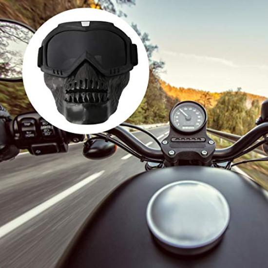 [Ongwan] Totenkopf Motorradbrille Unisex Outdoor Abnehmbare Motorradbrille Helm Motorrad Ski Sport Rennen (Grau)