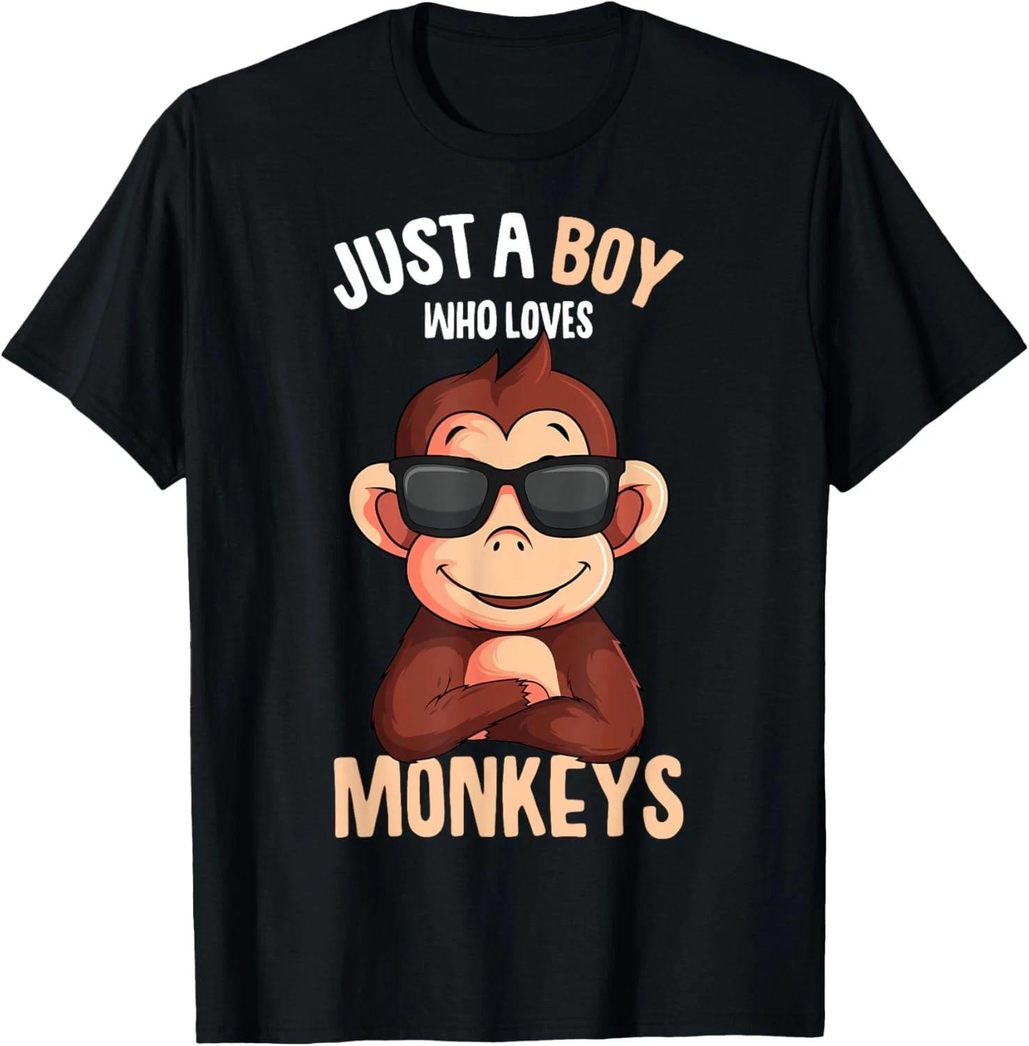 Monkey Just A Boy Who Loves Monkeys Boys Kids T-Shirt S разноцветный