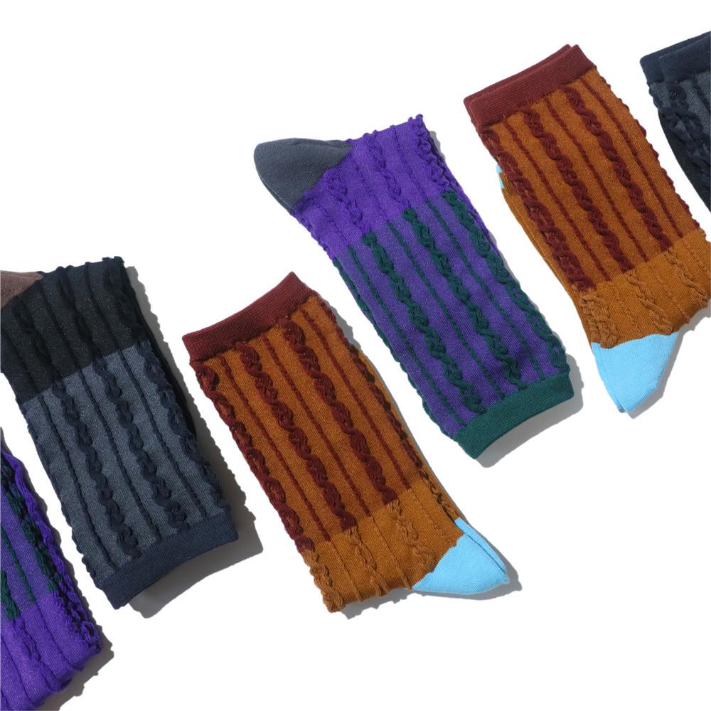 Women's Color Block Cable Knit Mid-Calf Slouch Socks