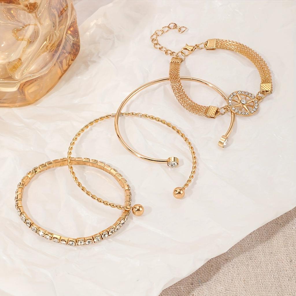 Bracelet set European and American multi-layer retro diamond-encrusted twist bracelet simple bracelet bracelet