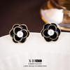 Elegant Gold-Plated Black Zircon Stud Earrings - Niche Design for a Luxurious Fashion Statement