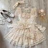 XHSUKADO Lolita Lolita Lace Balloon Princess Long Blouse One Size Fits All Women's Blouse, Innerwear, Blouse, Blouse, Ruffled, Sheer, Sleeves, Tulle,