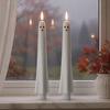 Real Wax Texture Ghost Candles Halloween Flameless Taper Candles, Battery Operated Flickering Candle Light with Unique Shaped Night Lights Remote, 3D
