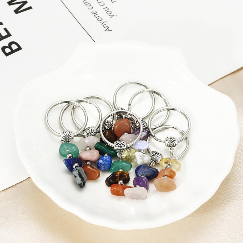 1 Piece Handmade Red Agate Card Combination Pendant Keyring  Natural Stone Beads String Keychain Gifts