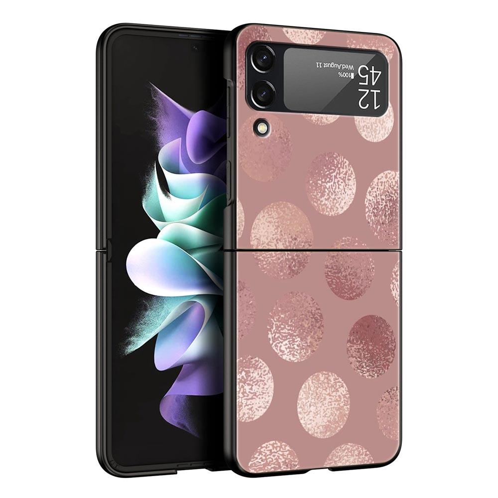 Handyhülle für Samsung Galaxy Z Flip 3 4 5 6 Faltbar Schwarze Schale Schöne Rosegold Kunst Für Samsung Z Flip4 Flip5 PC Hartschalenabdeckung