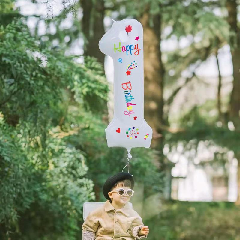 2nd Birthday Smiley Face Number Balloons for Kids - Outdoor Decoration & Photo Props (Boys & Girls)