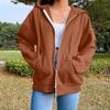 Women's Fashion Casual Solid Color Sweatshirt Autumn/Winter Long Sleeve Pocket Cardigan Jacket Zipper Hoodie Coat