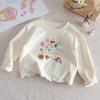 Girls Cotton Long Sleeve T Shirt Ruffled Round Neck Printed Top Spring Autumn Baby Toddler Casual Tee