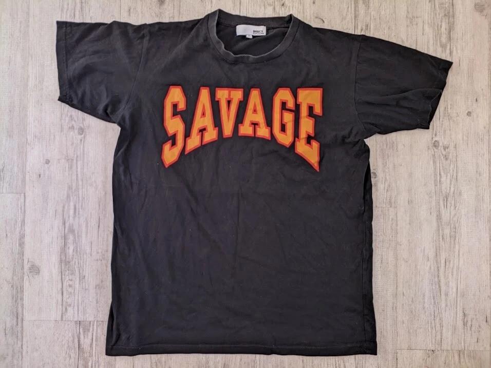 Popcherry SAVAGE womens 100% Cotton T-shirt Mens Tees Top size 8 black short sleeve crew neck cotton blend 3XL
