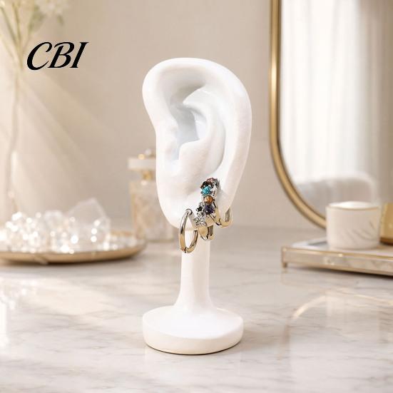 Black Earring Holder Human Ear Holder, Shaped Jewelry Stand, Storage Organizer, Display Stand for Home Dresser Store Counter Use