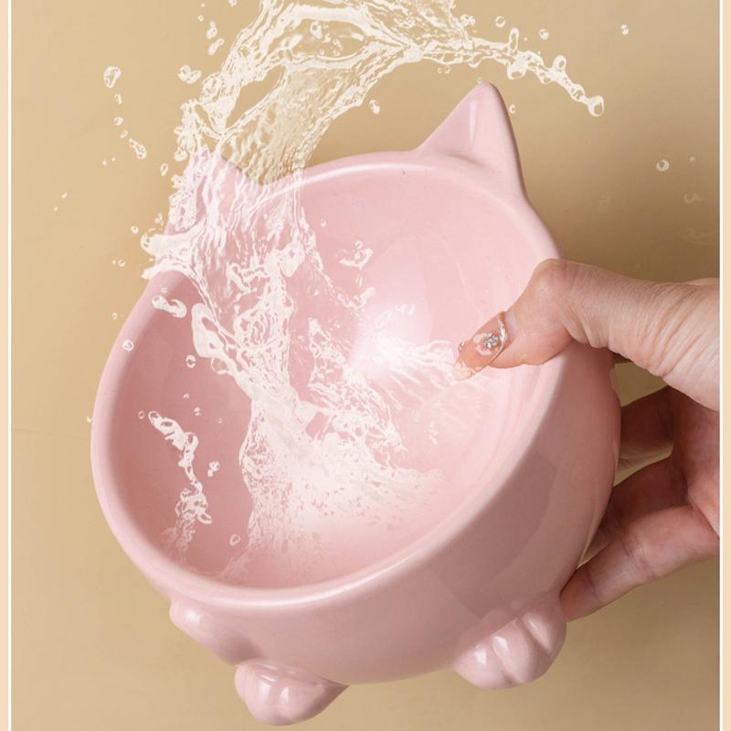 Creative Ceramic Drinking Water Food Bowls, Anti Overturning Neck Protection, Large caliber, Cute Cat Bowl, Pets Supplies, 1Pc