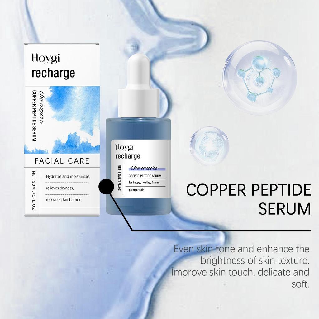 Blue Copper Peptide Facial Serum Anti-Aging Treatment Helps Firm Skin Deep Hydration Gentle Care Improve Skin Texture Brighten