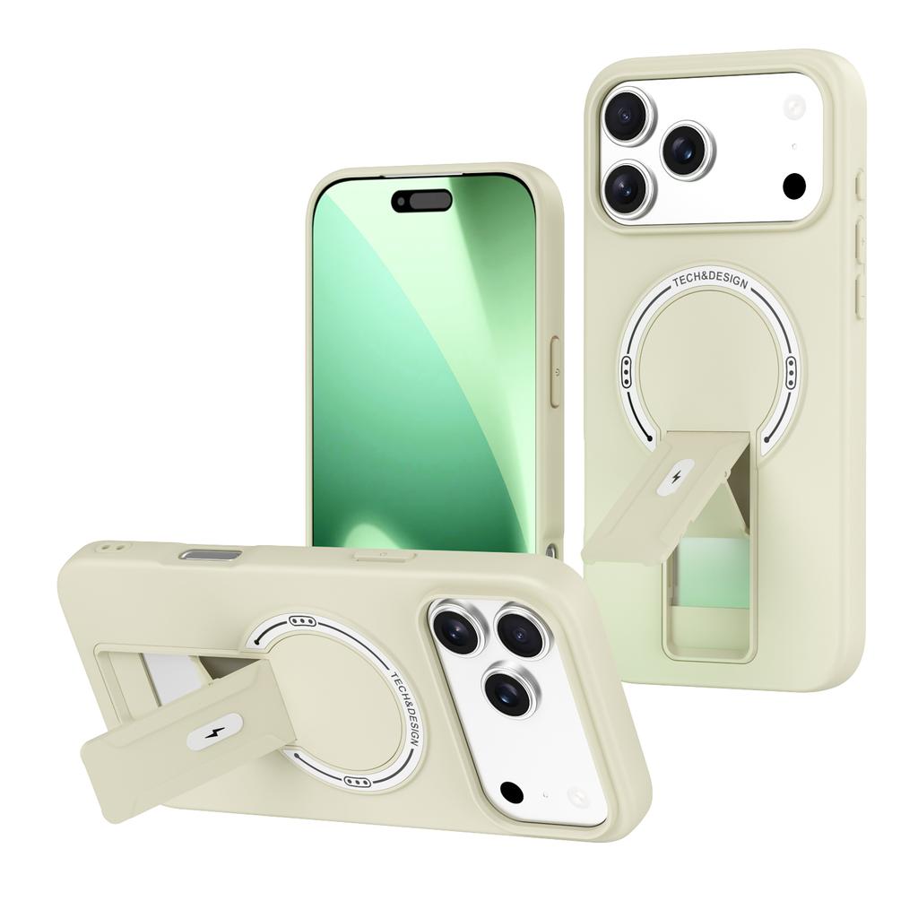 Magnetic Suction Phone Case for Apple iPhone 17 Pro Max Air 17E Skin Feel Foldable Stand Internal Flocking Shockproof Back Cover