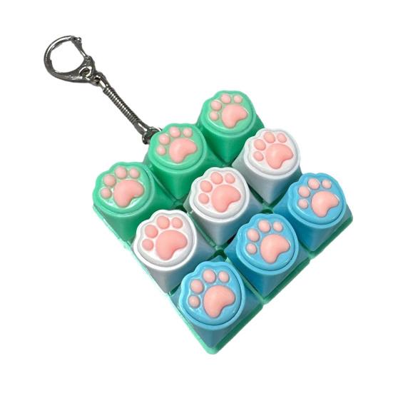 Yousheng 9-Keys Fidget Keyboard Toy Stress Anxiety Relief Cat Paw Keyboard Finger Clicker Keychain Portable Decompression Button Sensory Toy