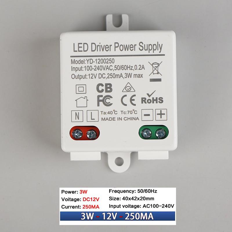 1PC DC12V 24V Power Supply Constant Voltage Switching 3W 6W 12W Lighting LED Transformer 250 500mA 600 830mA 1.0mA Power Adapter