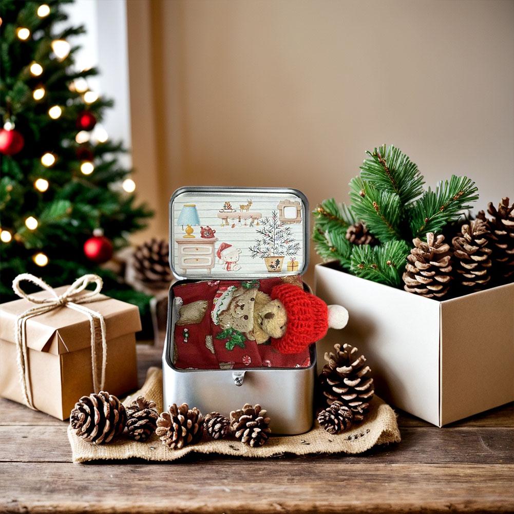 Pocket Bear Tin Mini Bear Pocket Toys Gift Stress Little Day Plush Buddy - Bear Lush Mini Bear Doll Children's Tin Box Doll New