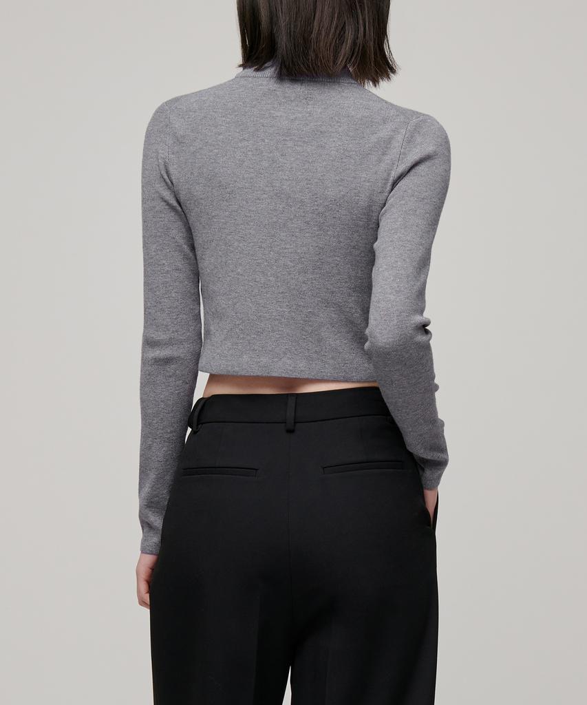MUSINSA STANDARD WOMAN Women'S Slim Crop Mock Neck Knit [Medium Grey]
