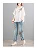 Women's Retro Korean Style Plus Size Embroidered Cotton Linen T-Shirt