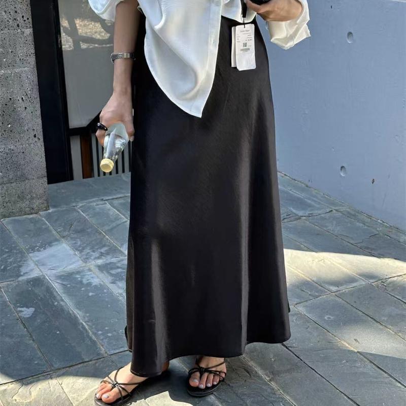 Women's High-Waisted Slimming Mid-Length Satin Half Skirt High-End Bodycon Mermaid A-Line Long Skirt