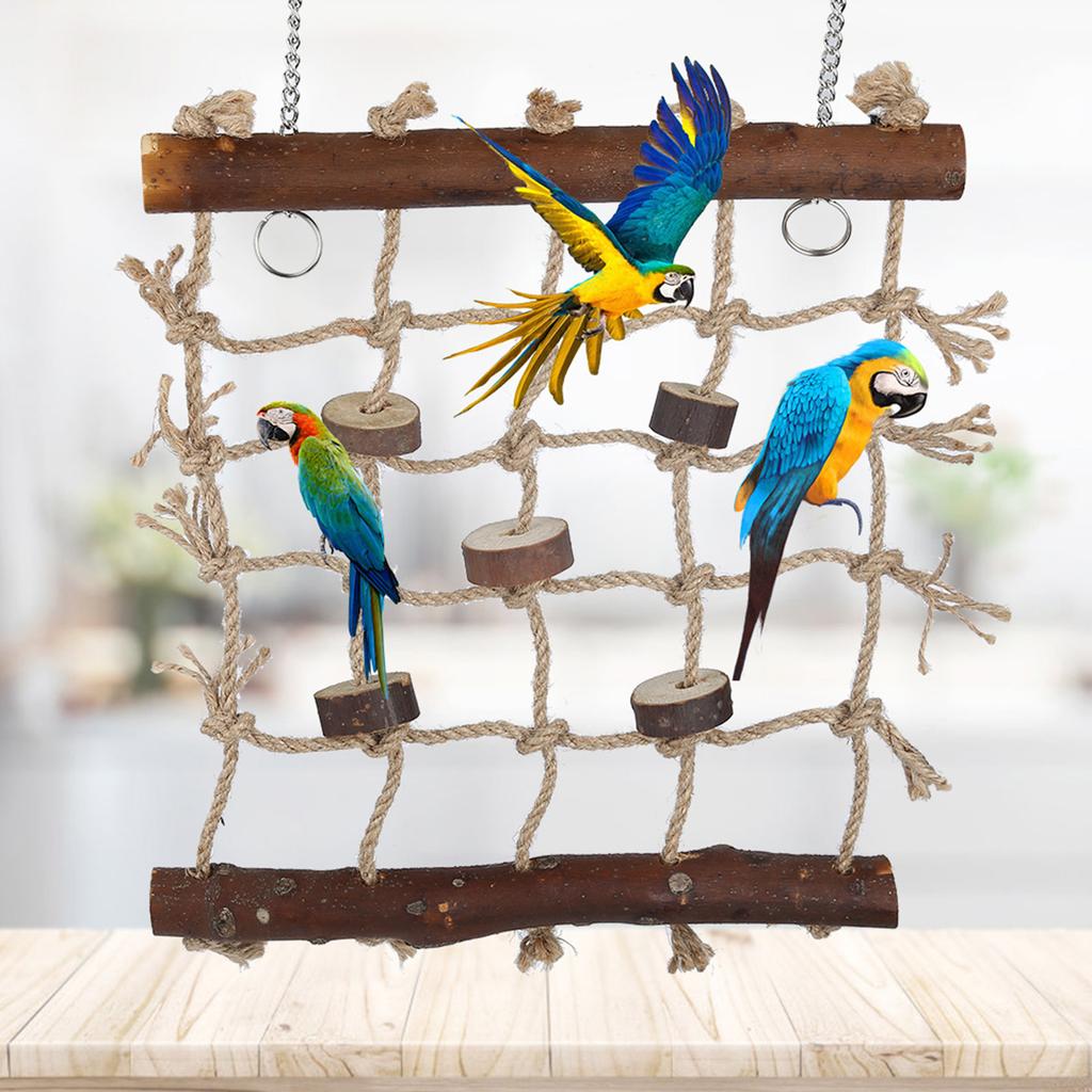 1Pc Cage Bird Parrot Toys Hemp Rope Climbing Ladder Birds Natural Interesting Sewing Toy