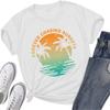 CHAIRAY Forever Chasing Sunsets Tshirt Waves Graphic Tee Women Hawaiian Shirt Beach Trip Palm Tree Top Letter Print